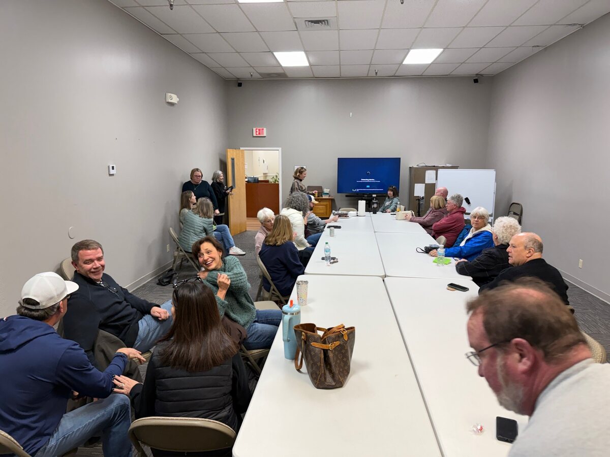 An adult discipleship group meeting