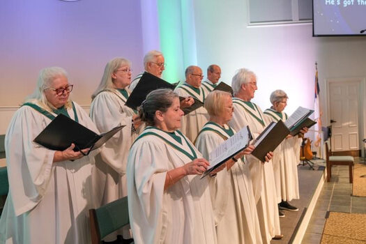 The Chancel Choir leading worship