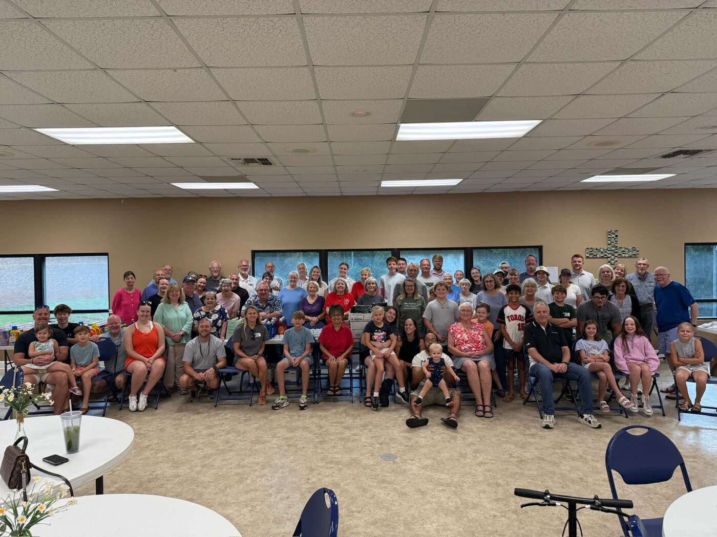 The church family gathered at a serve day